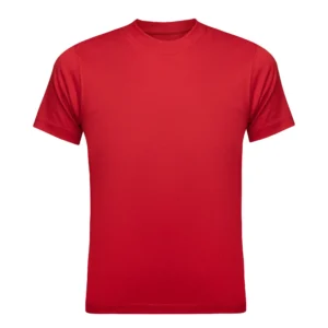 Plain red crewneck t-shirt on white