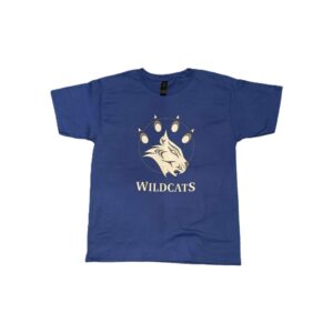 Blue T-shirt with Wildcats paw logo